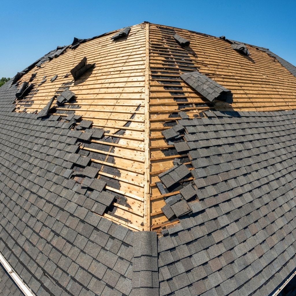 Before: Wind Damage Roof Repair