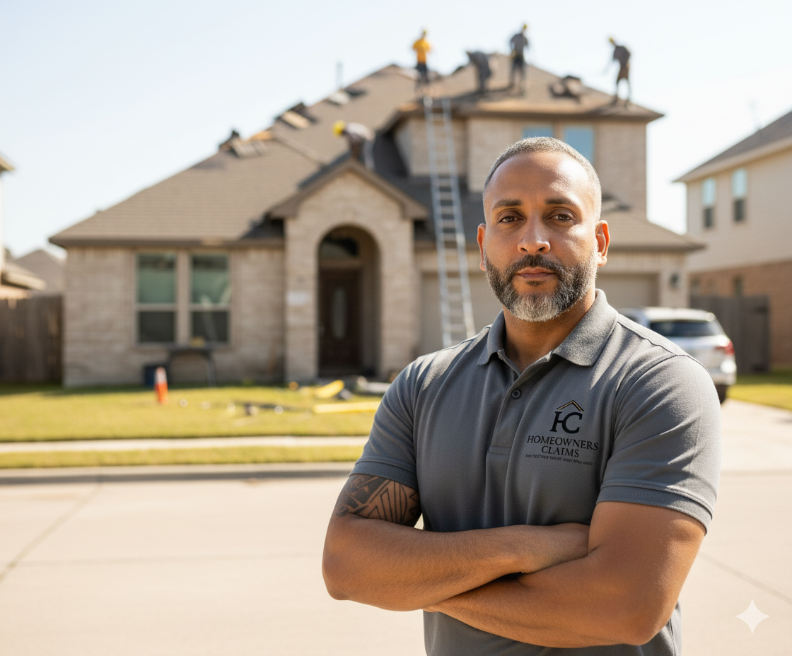 Roberto Barreto at job site with roof work